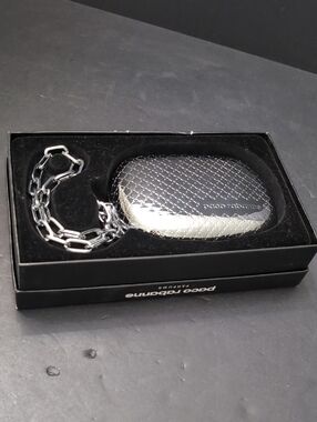 VGT,Paco Rabanne Sleek Silver Metal Mini Clutch.